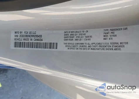 2024 Dodge Charger Daytona Scat Pack Awd from USA, damaged, VIN 2C3CDBDK2RR205433